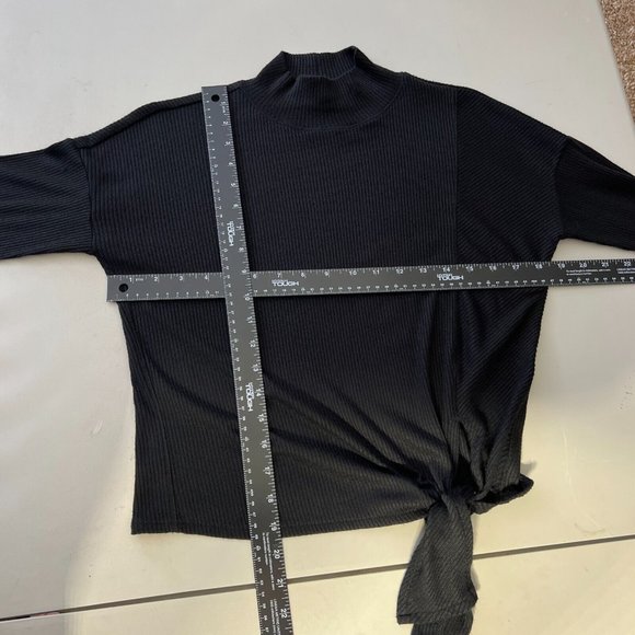 RAG & BONE Top Womens M The Rib Knit Side Tie Turtleneck Cropped Tee Long Sleeve - Picture 3 of 13